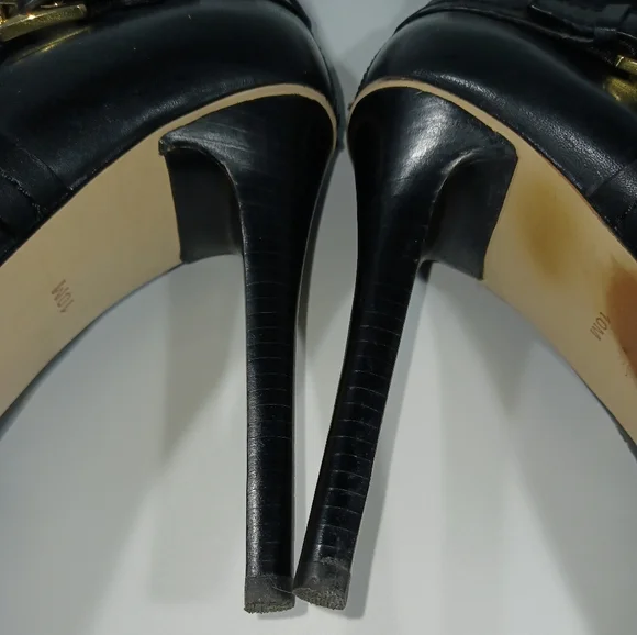 *Michael Kors Stockard Bootie Dark Brown/Black 5" Heel Sz 10M Gold Side Zipper - Picture 7 of 14